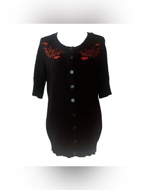 Retro Chic Short-Sleeved Halloween Cardigan Top